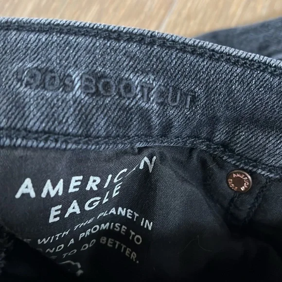 American Eagle 90’s Boot Cut Women's Distressed Black Jeans size 2